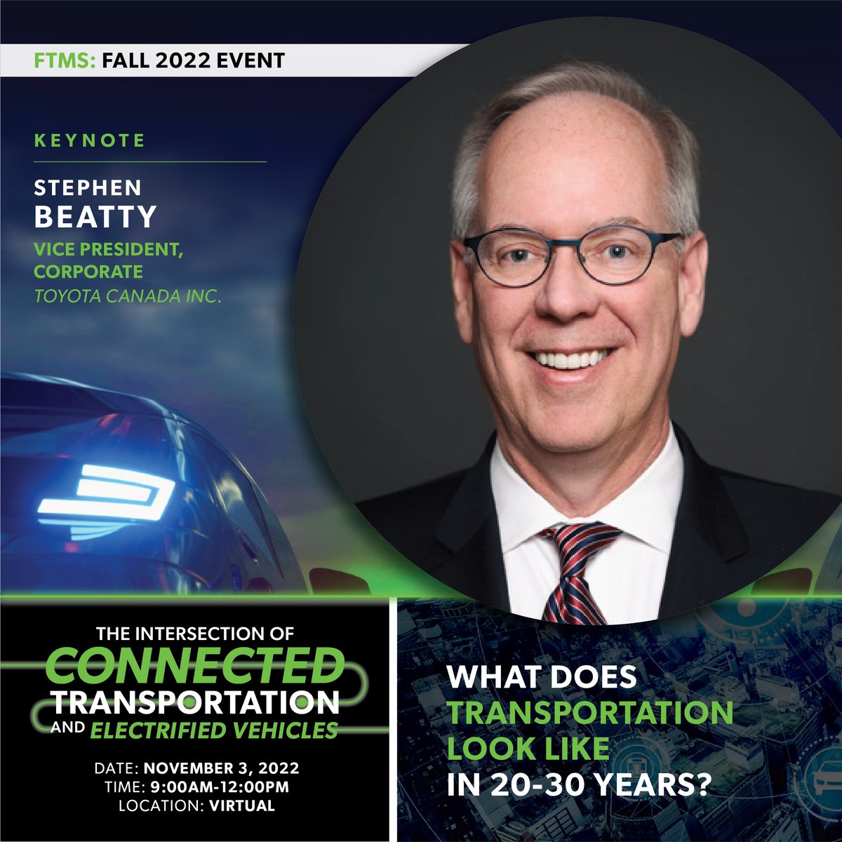 CITM_Canada's tweet photo. We are off to a fantastic start!  Stephen Beatty, Vice President, @ToyotaCanada is live now as he delivers the keynote address for #FTMS2022. So much to take in as he shares his view of what #transportation will look like in 20-30 years.   

@Durham_RTDS @iF_hamont https://t.co/VSzweeqb0b