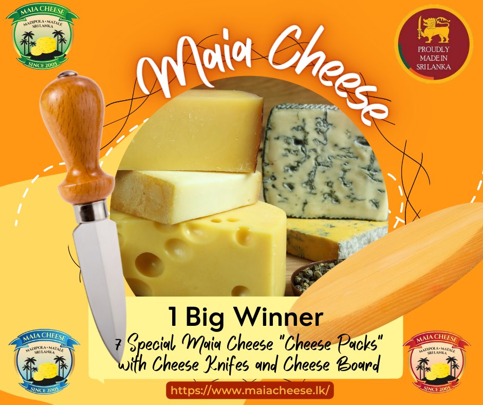 MaiaCheese's tweet photo. The most awaited Maia Cheese Giveaway Raffle Promo you've been waiting for will be drawn tomorrow!!

#maia #maiacheese #srilanka #maiafoods #giveaway #foodie #instafood #foodblogger #foodphotography #yummy #cheese #bestcheese #surprises #raffledraw #prizes #exciting #friday https://t.co/zanLQJizj0