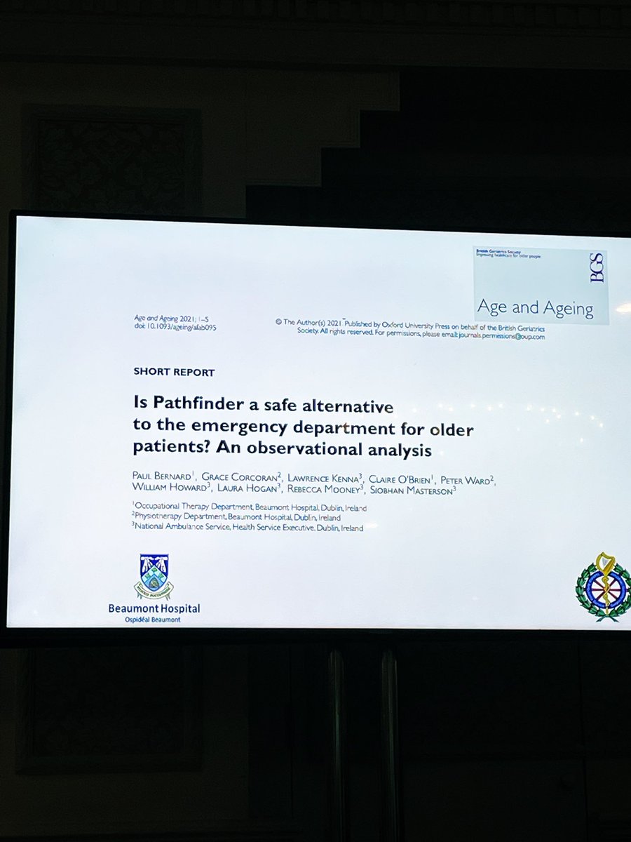 Excellent presentation from occupational therapist <a href="/Paulbernard001/">Paul Bernard</a>  at the <a href="/irishgerontsoc/">Irish Gerontological Society</a> on the pathfinderservice - intense rehab service preventing ED admissions and keeping people at home! Fantastic service clinical outcomes - looking forward to the health economic analysis!