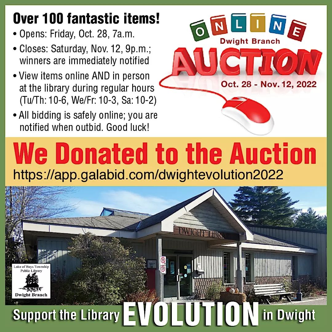 LakeofBaysARTS's tweet image. Join our #Artsloop members in supporting the Dwight Library Evolution auction. On NOW! Until Nov. 12. Deals galore. #lakeofbaysarts #lobarts #lakeofbays 
artsloop.ca/event/dwight-l…