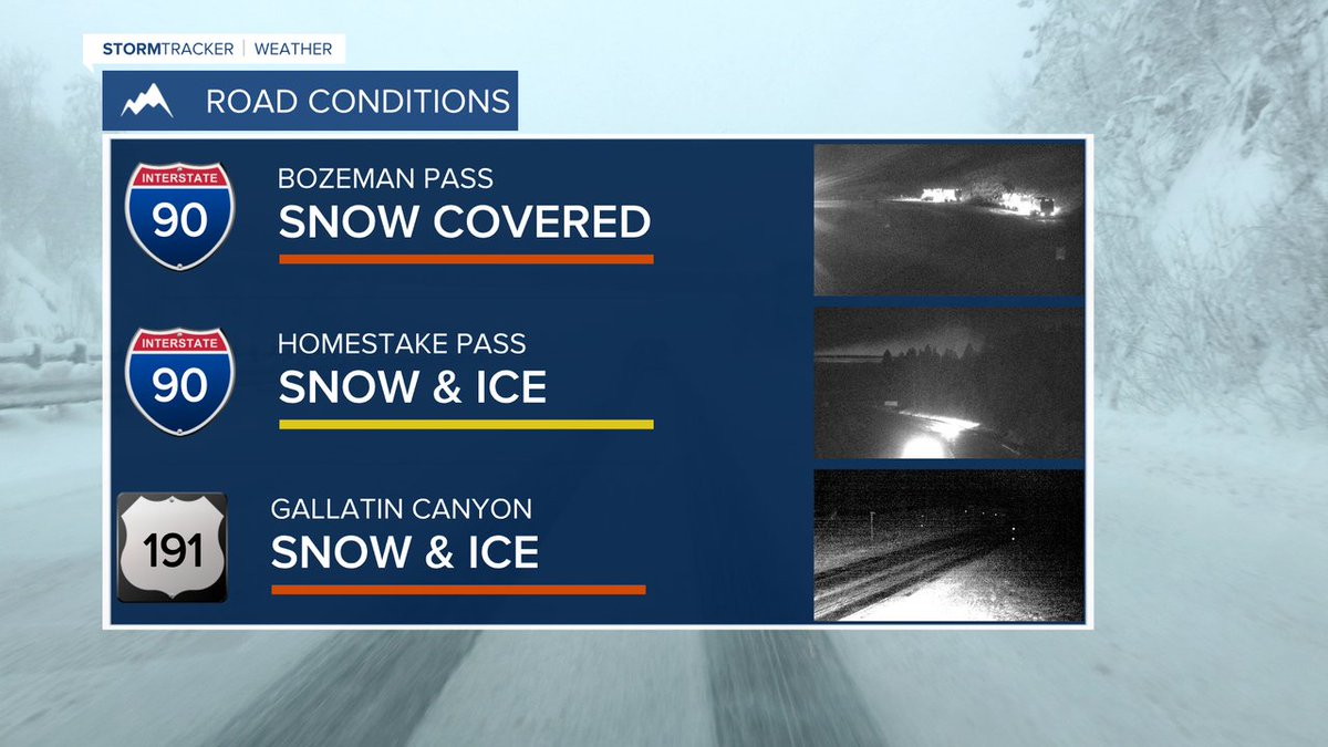 mtweathermatt's tweet photo. 730 AM ROAD UPDATE:  There are several crashes happening this morning as more people head out on the area roads.  Watch the roadways as we are dealing with a layer of ice this morning.  There are still flakes flying on Bozeman Pass and down the Gallatin Canyon. https://t.co/Yd5k1aeZDZ