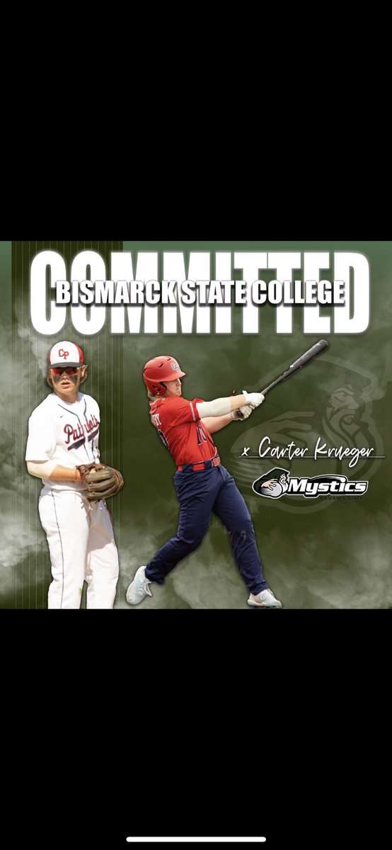 I am excited to announce that I have committed to Bismarck State College to further my academic and athletic careers! Thank you to my family, coaches and teammates for helping me along the way. #rollstics🔮🔮 <a href="/MysticsBaseball/">Bismarck State College Baseball</a>