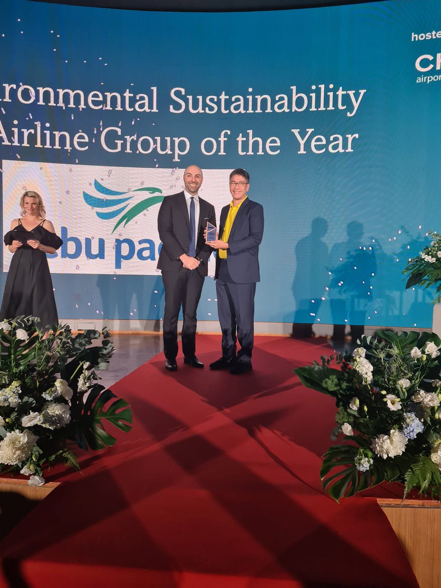 CAPA_Aviation's tweet image. Congratulations to @CebuPacificAir winners of the CAPA Environmental Sustainability Airline/Airline Group of the Year Award!
#CAPASummit #AsiaPacific #Sustainability