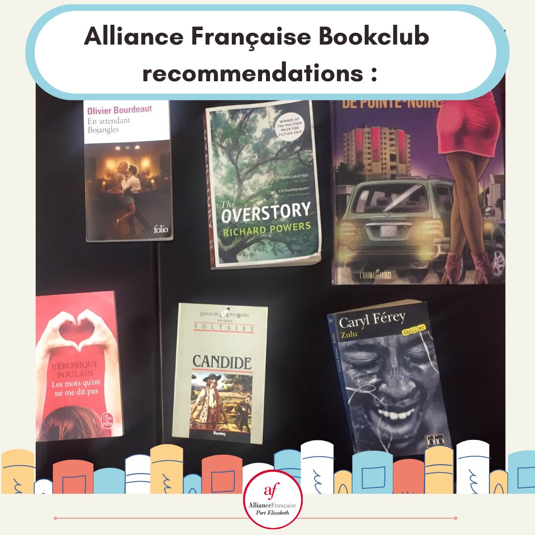 AFPortElizabeth's tweet photo. Here is the bookclub recap of Monday evening! 

Here are some of our book recommendations from Alliance readers and there is something for every taste!

Next Bookclub, on the 28th of November 😉 
 
#bookclub #bookstagram #alliancefrançaise #gqeberha https://t.co/yxwv28Dbzk