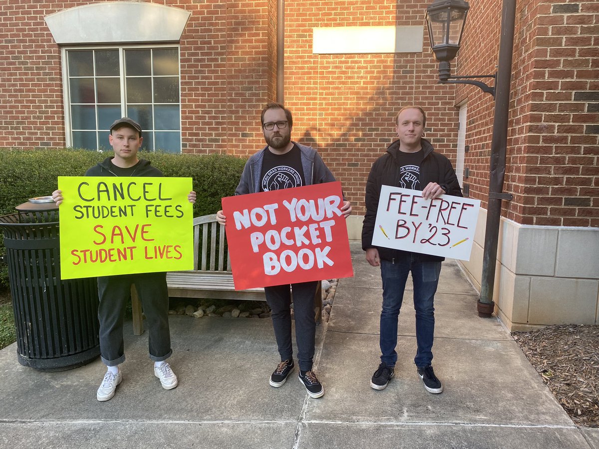 We’re at the Board of Trustees November Meeting to talk to them about the impact student fees have on grad workers #FeeFreeBy23