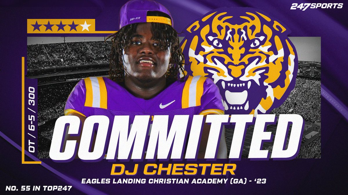 BREAKING: 4⭐️ OT DJ Chester has committed to LSU 🏈 Chester chose LSU over Auburn, Ole Miss, Florida State, Michigan and Florida A&M. @Geaux247 247sports.com/Article/LSU-fo…