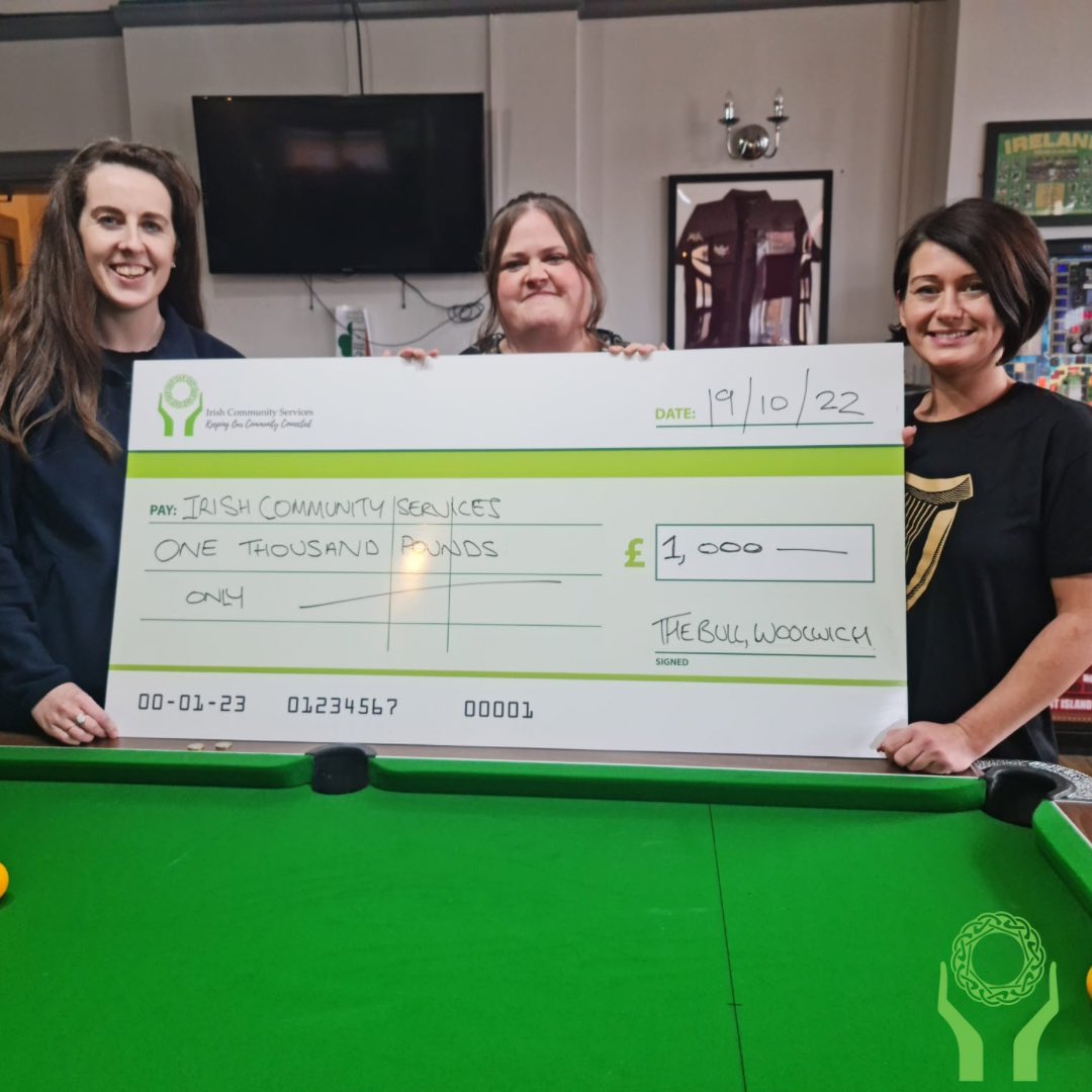 IrishCommServ's tweet photo. What a way to start off our #challenge50 fundraiser!
On the night of our volunteer party, the kind staff at The Bull held a raffle which raised an outstanding £1000!
Thank you SO much to everyone @TheBullTavern for your on going support, it’s just incredible!
#grateful https://t.co/uLxTYzldyI