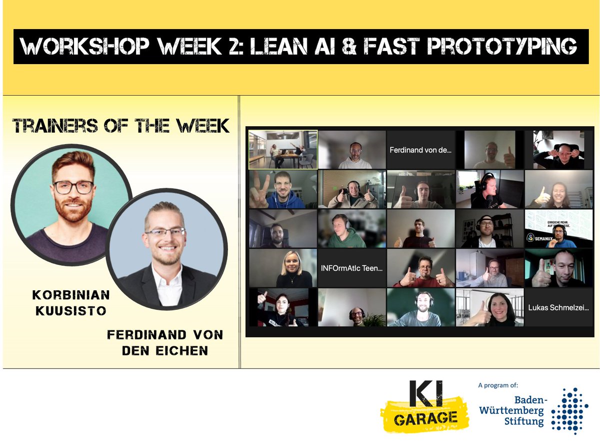 ❓“Before building a product, ask yourself: Do customers have a problem? Would they buy a solution? Would they buy it from us? Can I build it?”

🎯Our 2nd workshop with Ferdinand and Korbinian from <a href="/KineoAI/">Kineo.ai</a> on Lean AI had great insights. We really enjoyed the Miro action! Thanks!