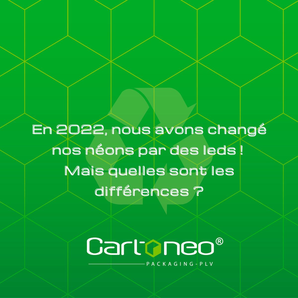 SCartoneo's tweet photo. [🌍AGISSONS POUR PRÉSERVER L’ENVIRONNEMENT] 

💡Cette année, nous avons remplacé nos néons par des leds. Ce changement nous permet d’économiser de l’énergie et surtout de réduire les risques pour l’environnement. 

#environnement #énergie #carton #packaging #plv https://t.co/ROu2G0lWgh