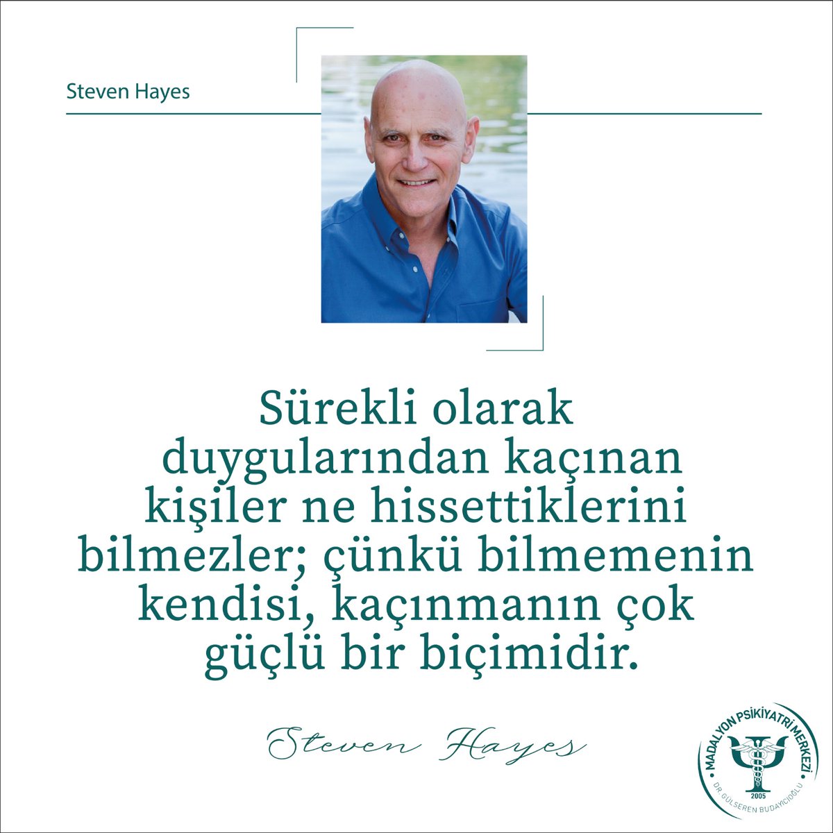MadalyonKlinik's tweet photo. 📌Sürekli olarak duygularından kaçınan kişiler ne hissettiklerini bilmezler; çünkü bilmemenin kendisi, kaçınmanın çok güçlü bir biçimidir. Steven Hayes
#madalyonklinik #stevenhayes https://t.co/NMKtdzcBjJ