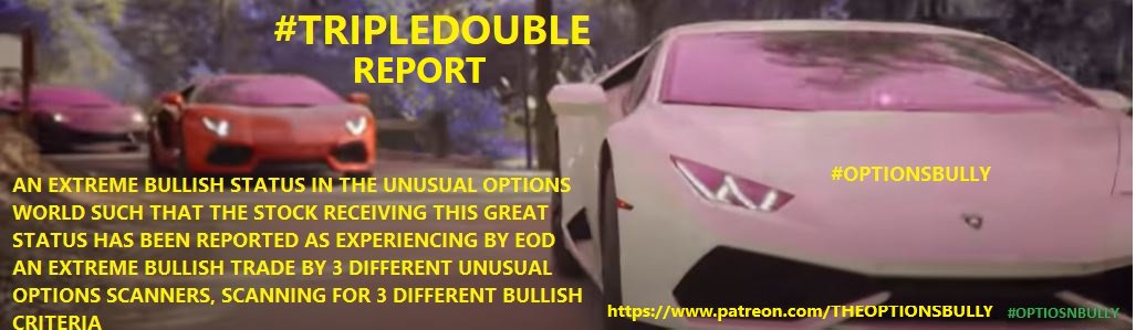 🏅#TripleDouble REPORT READY
🏅VERIFIED NOV 02 DATA
🏅 $ASHR LEADS THE EXTREME BULLISH $$ w/TRADE CONSISTING OF 40,000 OPTIONS CONTRACTS
⚠️6 OF 500+ PASSED VERIFICATION
🏅 #TripleDouble Report=STOCKS HAVING EXTREMELY UNUSUAL POSITIVE WALL ST SENTIMENT
patreon.com/posts/tripledo…
