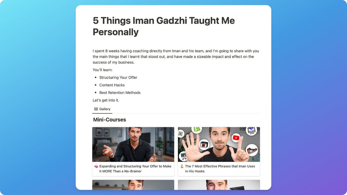 I spent $2,000 on 1-to-1 training from the hottest name in business right now, @gadzhiIman

Over 8 weeks, I compiled a document of EVERYTHING he taught me personally.

Retweet this and comment "send" and I'll DM it to you.

(Must be following)