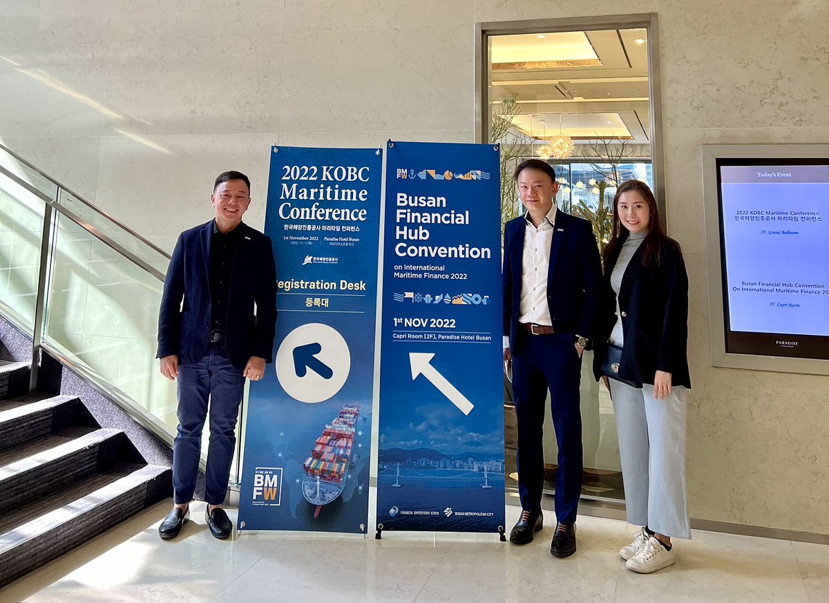 AXSMarine's tweet image. 1 of 2
It was great to be back at #KOBC Maritime Conference in Busan, Korea! 🎆 Our team had a very successful time there meeting some old and new friends and deep diving in the #shipping market analysis.