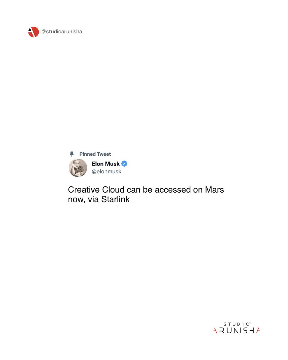 studioarunisha's tweet image. Want to guess what Elon's gonna buy next ???? 

Will he make Adobe just as affordable as the blue tick? 

Comment below to let us know what you think he's buying next!
.
.
.
#studioarunisha #visualdesignstudio #elonmusk #designmeme #graphicdesign #meme #design #designhumor