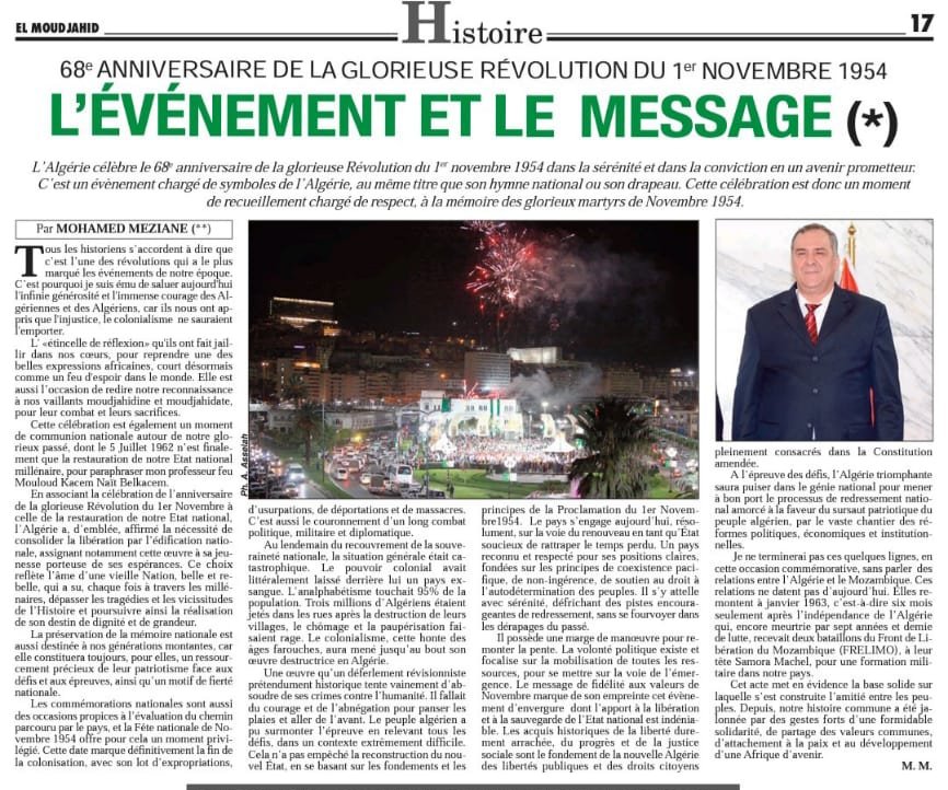 Journal El Moudjahid.dz de ce jour.