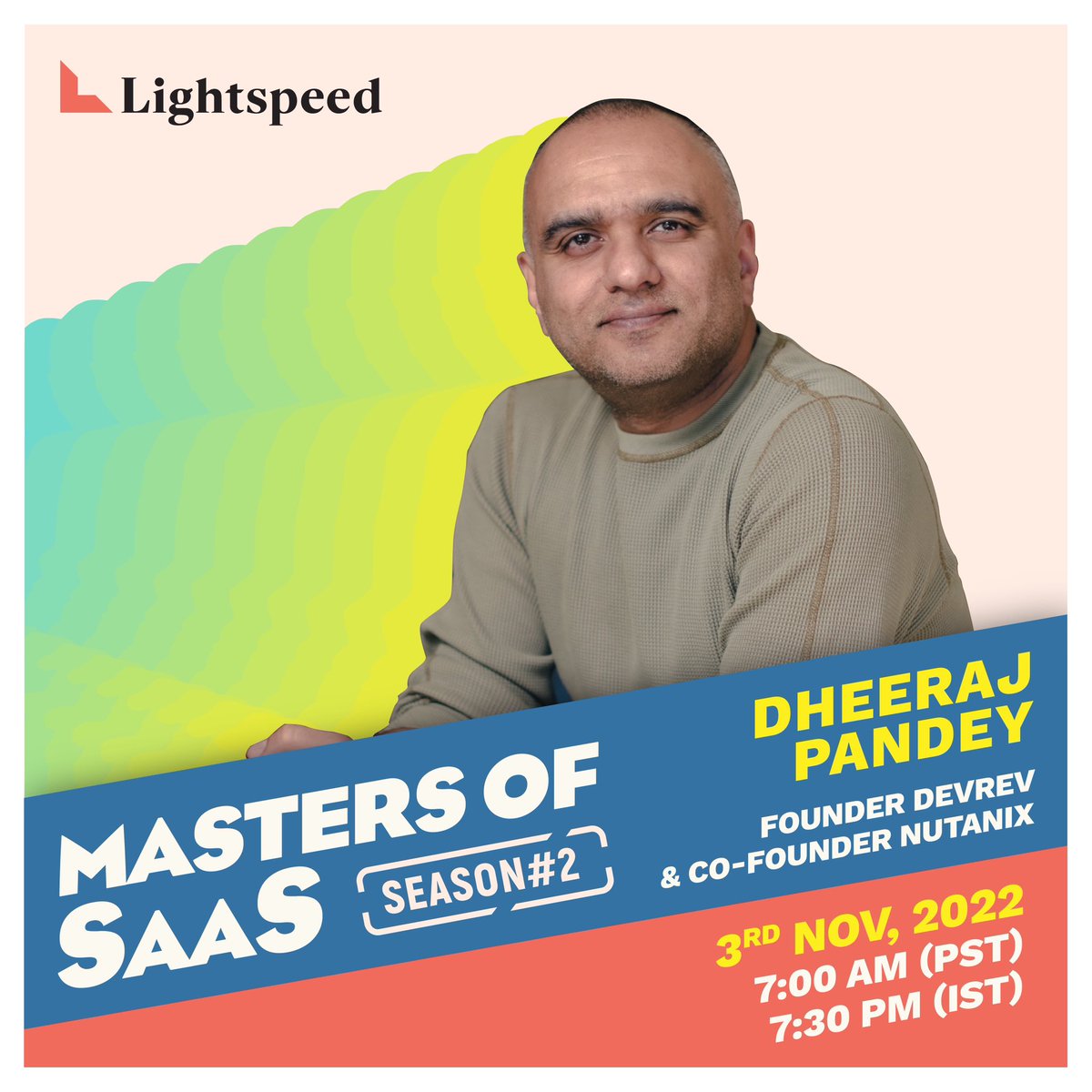 LightspeedIndia's tweet photo. We're going live in 5 minutes! Join the next #MastersofSaaS session with @dheeraj and @dkhare here: https://t.co/cIHEhhCI12
Passcode: 123456 https://t.co/LPFKva5LYq
