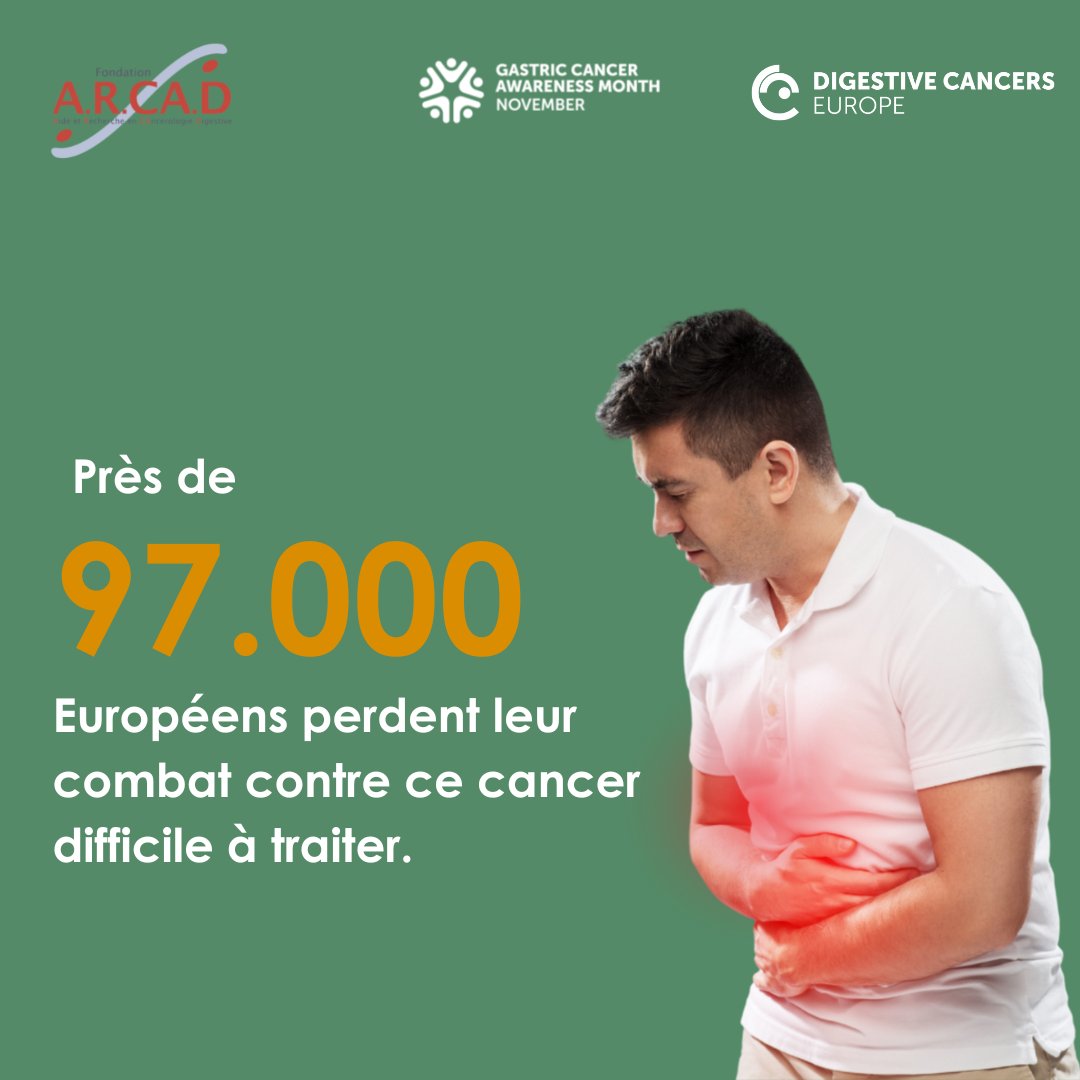 FondationCa's tweet photo. Novembre:mois de sensibilisation au cancer gastrique
Le cancer gastrique-cancer de l'estomac est la sixième cause de décès par cancer en Europe.Chaque année, environ 136 000 citoyens européens apprennent qu'ils sont atteints d’un #CancerGastrique. N'ignorez pas ses symptômes! https://t.co/8WUyEBoSEu