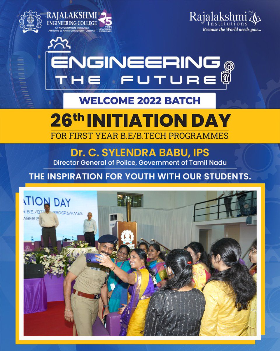 myrecchennai's tweet photo. The fire in Dr. C. Sylendra Babu's speech ignited the whole room, inspiring our students to be the best version of them selves. 💫
#dgpoftamilnadu #sylendrababu_ips #inspiration #motivation #initiationday #firstyearstudents #BE #Btech #engineering #firstdayofcollege #rec https://t.co/MA91vEDvH3