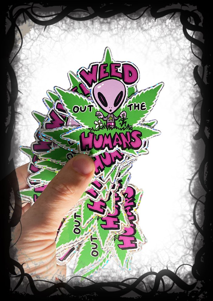 Weed out the humans!

This out-of-this-world sticker is now available on MisterSandmanFilm.com

#alien
#ufo
#weed 
#scifi 
#horror