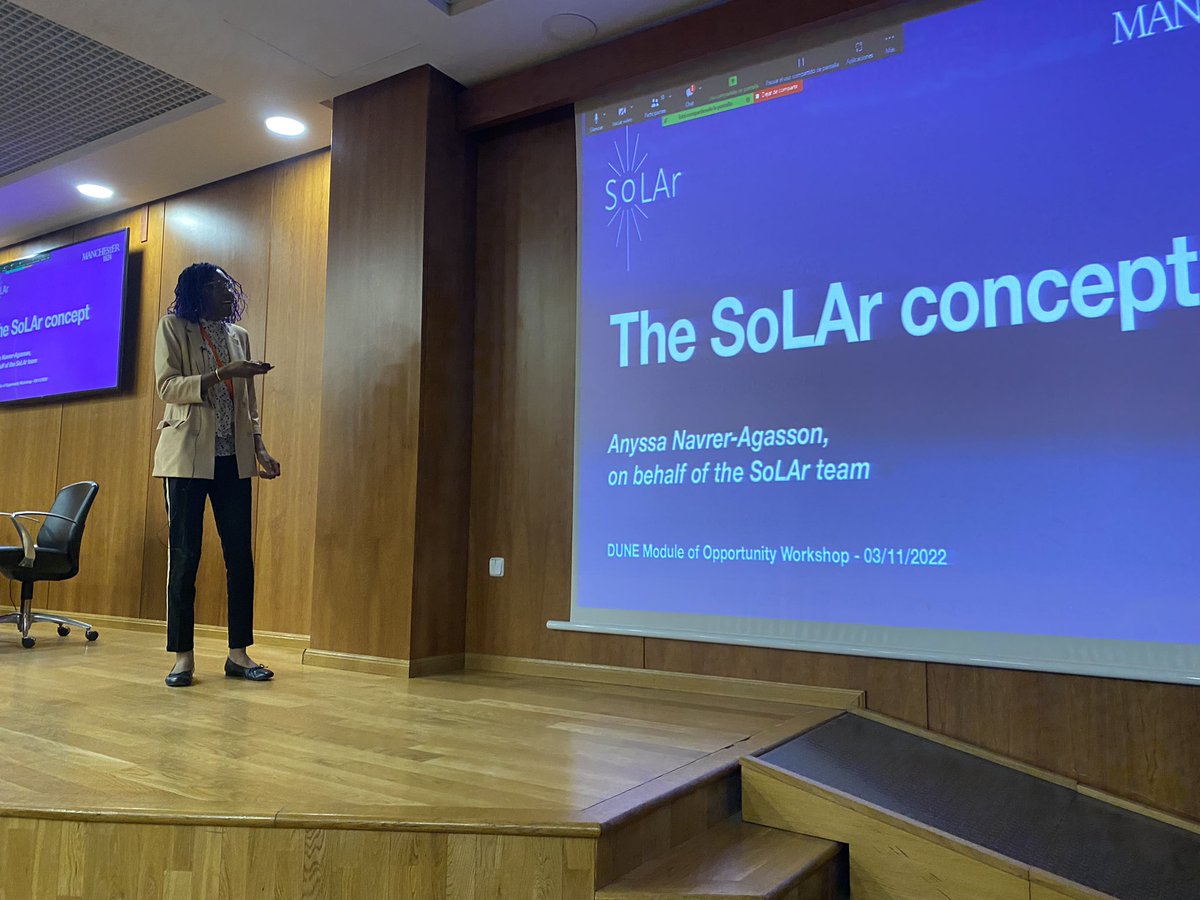 Stefan Söldner-Rembold (@soldnerstefan) on Twitter photo <a href="/anavrera/">Anyssa</a> of <a href="/UoMparticle/">UoM Particle Physics</a> telling us how the SoLAr pixel concept will revolutionise <a href="/DUNEScience/">Deep Underground Neutrino Experiment</a> and allow us to do solar neutrino physics. Module of Opportunity Workshop at <a href="/ADEITUV/">Fundación ADEIT</a>. <a href="/anavrera/">Anyssa</a> of <a href="/UoMparticle/">UoM Particle Physics</a> telling us how the SoLAr pixel concept will revolutionise <a href="/DUNEScience/">Deep Underground Neutrino Experiment</a> and allow us to do solar neutrino physics. Module of Opportunity Workshop at <a href="/ADEITUV/">Fundación ADEIT</a>.