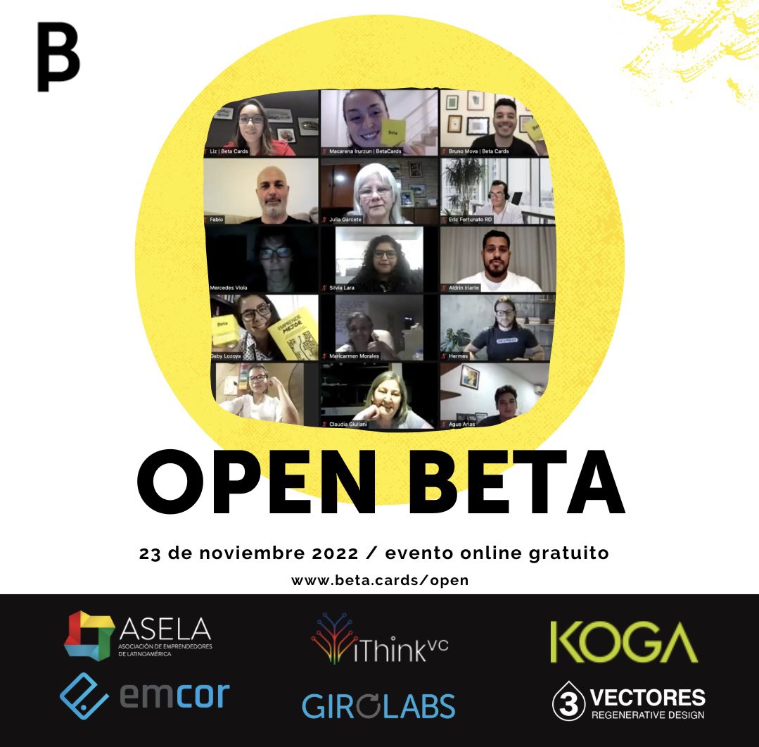 sistemabeta's tweet photo. ¡Sumate al Open Beta! 🌍
Un evento en formato digital👨🏻‍💻 y gratuito en el que podrás mapear tu organización, emprendimiento o proyecto con la metodología Beta💡

Inscribite aquí 👉🏻 https://t.co/h4y6nCKl74

🤝🏻 Aliados: @ASELA_org @IthinkVc @KogaImpactLab @emcor @Girolabs @3vectores https://t.co/7jcIaUTlZG