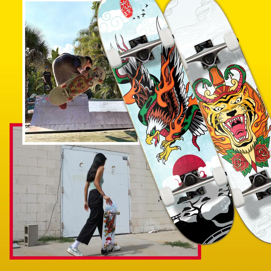 YocaherSk8's tweet image. Eagle Viper and Flaming Tiger duo is 🔥 Shop here: buff.ly/3HcNaYS 
...
.
.
.
#yocaher #skateboards #skateboardingisfun #skatelife #skaterstyle #skater #skateboarddesigns #skateeverydamnday #skateraesthetic #skateboardlove #skateboardingculture  #vintagetatoostyle