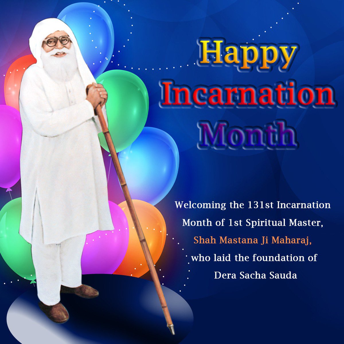 mayankk_UK0007's tweet photo. Happy Incarnation month of Sai Mastana Ji Maharaj to entire Sadh Sangat & the universe,may his blessings make us strong enough to stand still on the path of spirituality shown by his grace. Special thanks to #SaintDrMSG for continuing this #HappinessMantra & #IntroducingDepth 🙏 https://t.co/5a9nRCRVHZ