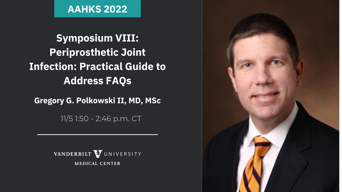 Vanderbilt University Medical Center (@vumcdiscoveries) on Twitter photo This week, Gregory G. Polkowski II, MD, MSc and several members of the <a href="/VUMCOrtho/">Vanderbilt Orthopaedics</a> team will be attending the #AAHKS2022 Annual Meeting. 
See the thread below for session information or visit the <a href="/AAHKS/">AAHKS</a> website. 
spr.ly/6012MsF7y This week, Gregory G. Polkowski II, MD, MSc and several members of the <a href="/VUMCOrtho/">Vanderbilt Orthopaedics</a> team will be attending the #AAHKS2022 Annual Meeting. 
See the thread below for session information or visit the <a href="/AAHKS/">AAHKS</a> website. 
spr.ly/6012MsF7y