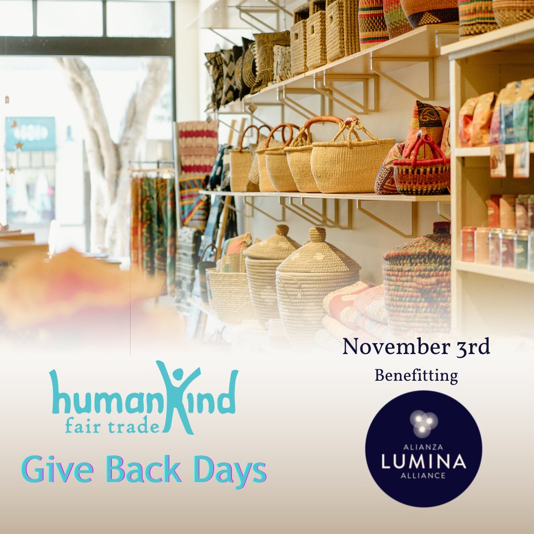 TODAY is the day! Support Lumina Alliance by shopping at HumanKind Fair Trade (@ humankindft.) 🛍 10% of your purchases all day will be donated back to support survivors of sexual and intimate partner violence.