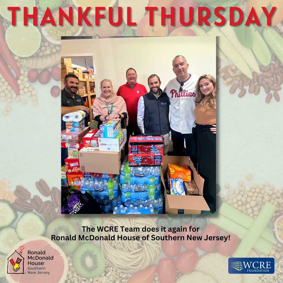 The WCRE Team does it again! The team got together to donate pantry items and paper products to @RMHSNJ. We are beyond #Humbled by the efforts of our team and the community around us that helped get this done! 

#Thankful #ThankfulThursday