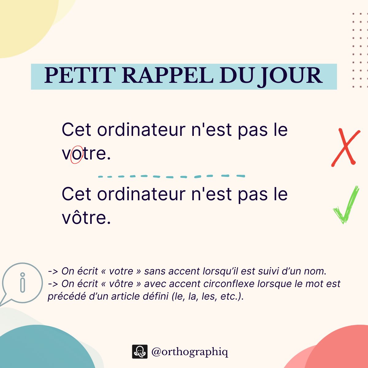 OrthographIQ's tweet photo. Petite piqûre de rappel 📌 https://t.co/71jxKeQZ1e