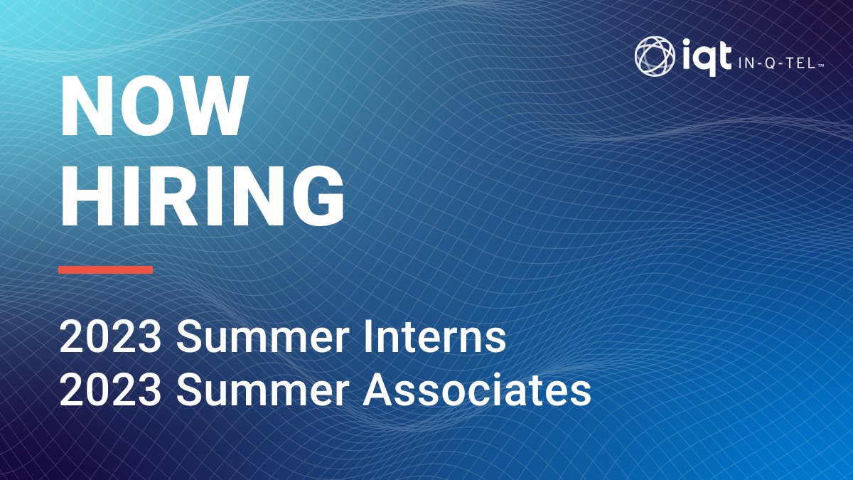 We're looking for interns to join our team in 2023! Apply for a unique experience, working on real-world problems and providing impactful solutions in EdgeTech and AI Assurance. careers-iqt.icims.com/jobs/1291/engi… #STEMinternship