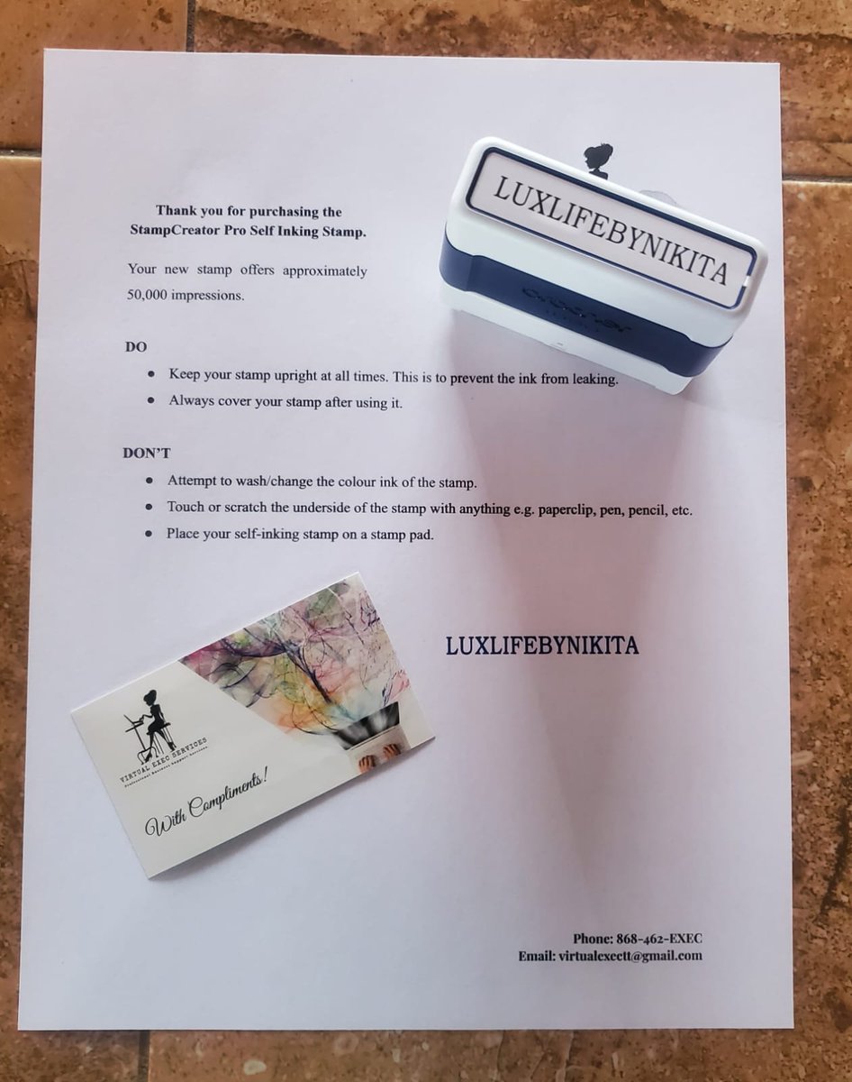 VExectt's tweet image. Keep business transactions professional and well-documented with a business stamp from Virtual Exec Services.
.
📲868-462-EXEC
.
.
.
#selfinkstamp #trinidadbusiness #businesssupportservices #officesupplies #trinidadsmallbusiness #trinidadandtobago #virtualexectt