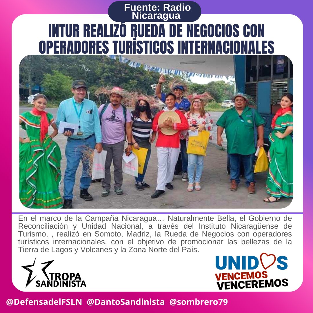#Nicaragua Intur <a href="/InturNicaragua/">Instituto Nicaragüense de Turismo</a> realizó rueda de negocios con operadores turísticos internacionales.
#UnidosVencemosVenceremos
#EleccionesSoberanas2022
#TropaSandinista seguimos #EnDefensadelFSLN ✌️🔴⚫💪🇳🇮