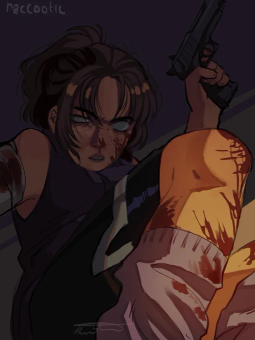 TW// blood Me and my friend drew ourselves in a zombie apocalypse. This is me lawl #artist #Apocalypse 