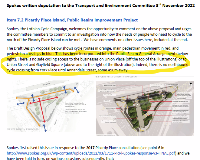 SpokesLothian's tweet photo. @Edinburgh_CC @FinlayMcF @scotgov @EssentialEdin @DrCarolineBrown @CyclingEdin @SpokesPorty @Cyclesouthedin @RoseburnCycle @johnrobson87 @SW20Ed @best_edinburgh @edfoc @Daisynmurphy @mark_lazarowicz @sjenkinson76 @SustransScot @CouncillorCowdy @on_lothianbuses @LaidBackBikes @farroutdelivers @CllrScottArthur @DAstonSNP @julebandel @CllrCMiller #PicardyPlace   #edinwebcast

Council report
->https://t.co/zAuiJbYUOO

Spokes deputn
->https://t.co/83urMNbOFO

🙄No🚲access from island/#CCWEL to #UnionPlace #UnionStreet #GayfieldSquare
shops/cafes/flats

🙄We've highlighted this since 2017!

@james_dalgleish @AMcNeeseMechan https://t.co/J7g8iFKbkt
