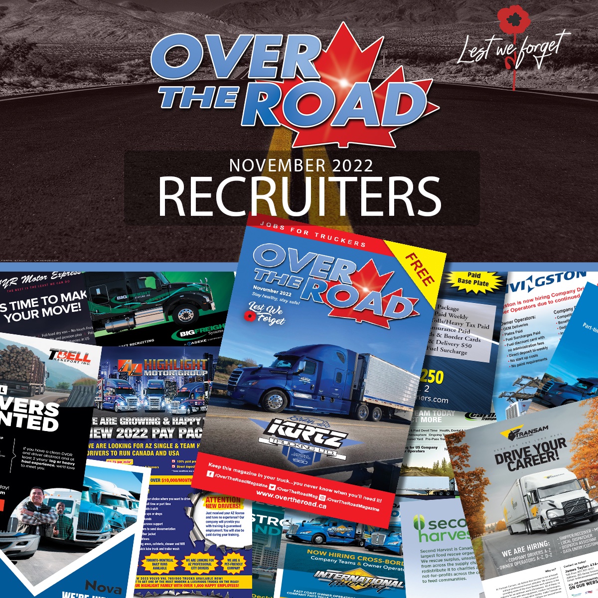 November 2022 Recruiters 🌺
overtheroad.ca/advertiser-ind…

#overtheroad #otrmagazine #jobsfortruckers #trucking #truckers #truckingcanada #transportation #truckdaily #transport #trucklife #fleetsafety #freight #logistics #November #truckingjobs
#truckingcareers #supplychainjobs