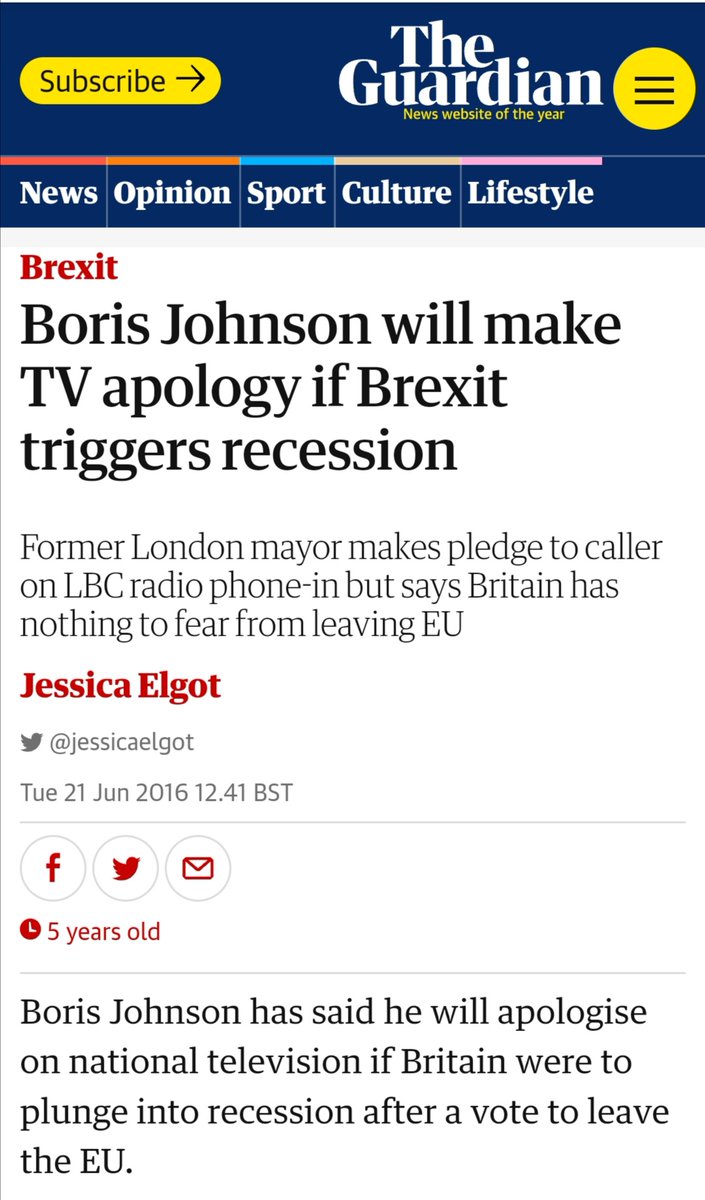 So as UK slips into recession officially, will Boris the liar publically apologise as he promised in 2016