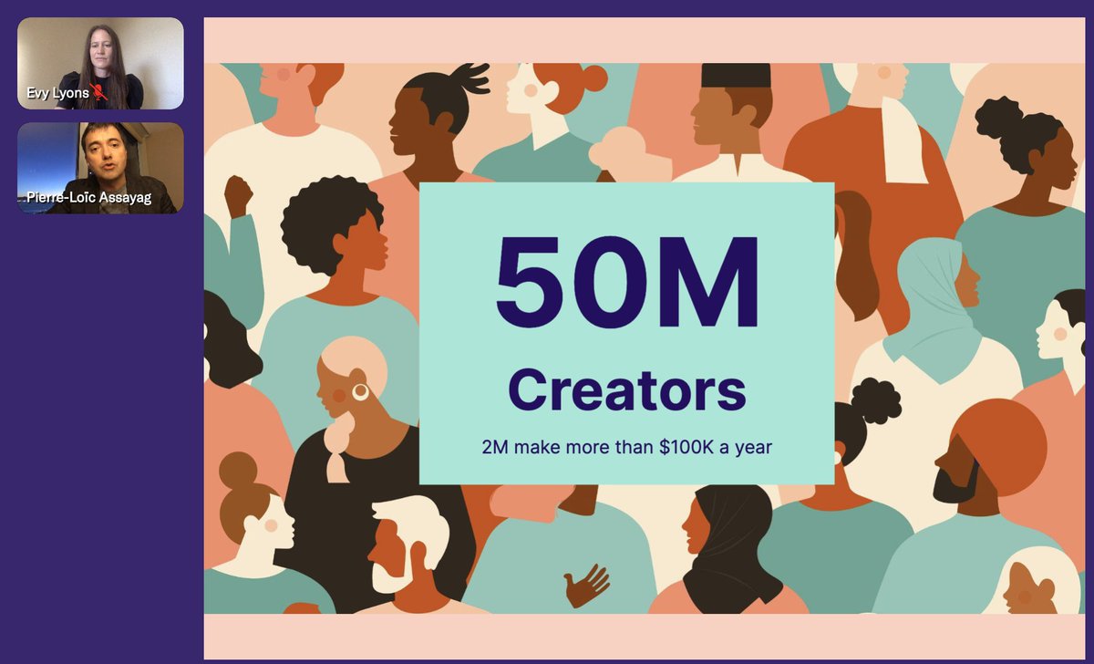 ericschwartzman's tweet photo. Of the 50M creators, 2M are making more than $100k a year, says @pierreloic of @traackr💸 💰

#creatorxp #impactlive https://t.co/UUYeWIj8sf