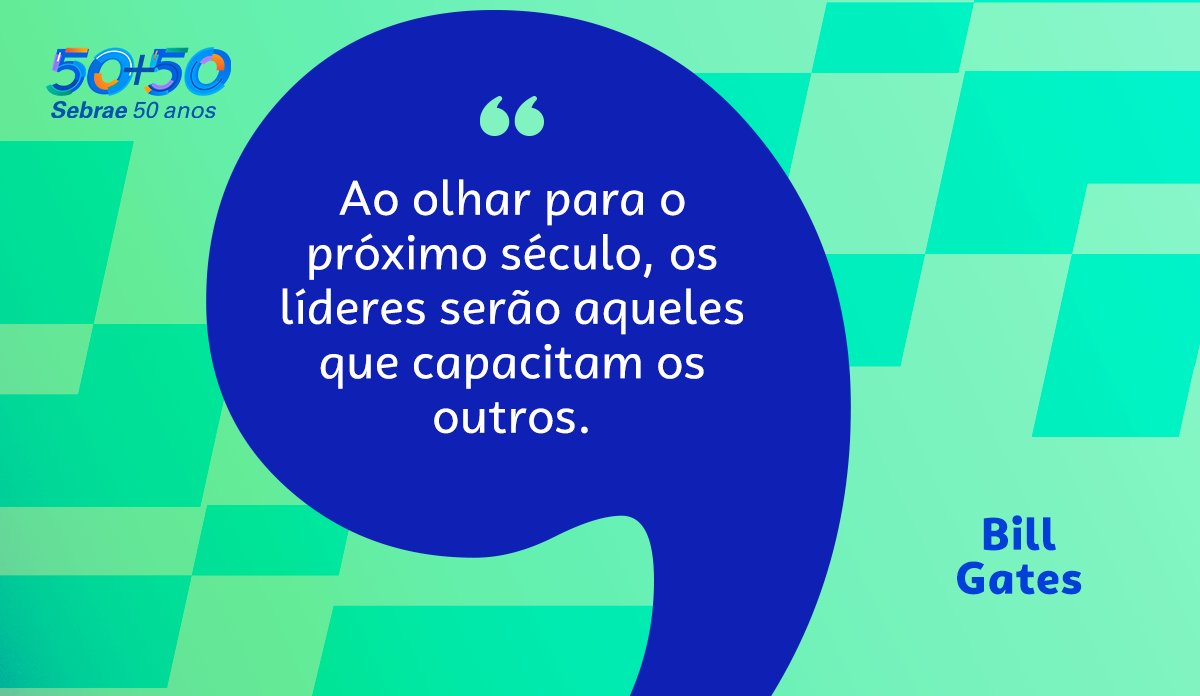 sebraepa's tweet photo. O papel do líder é cada vez mais coletivo. Nossa #inspiração de hoje vem de uma frase do Bill Gates, fundador da Microsoft. E nos faz refletir sobre como é valioso entender a importância de um líder que agrega e acredita no trabalho em conjunto.
#SebraeInspira #Liderança https://t.co/JlqspWrArV