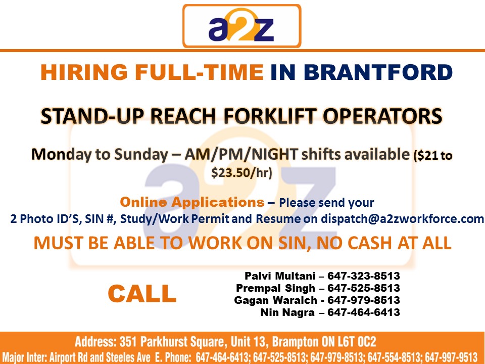 a2z_workforce13's tweet photo. Hiring Full-time in Brantford
Stand Up Reach Forklift Operators
Monday - Friday: various shifts available
If interested, please contact us.
#hiring #forkliftoperator #brantford https://t.co/dI0j34Z8bf