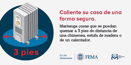 Caliente su casa de una forma segura. Mantenga cosas que se puedan quemar a 3 pies de distancia de una chimenea, estufa de madera o de un calentador. 3 pies Us. Dire NO FEMA