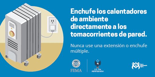 Enchufe los calentadores de ambiente directamente a los tomacorrientes de pared. Nunca use una extensión o enchufe múltiple.