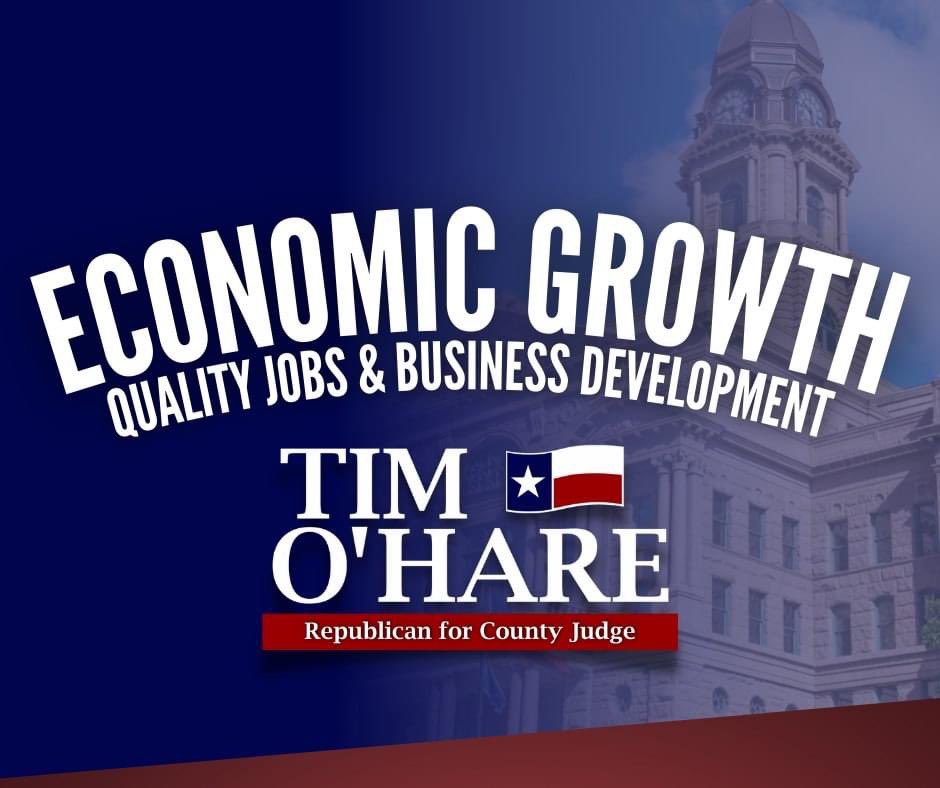 TimothyOHare's tweet photo. Promoting quality business growth and more high-paying jobs is a major part of ensuring Tarrant County's future success. As County Judge, I will promote small businesses and work with local officials to attract high-quality companies that enhance our county. Early Vote today! https://t.co/07jhnOsMtH