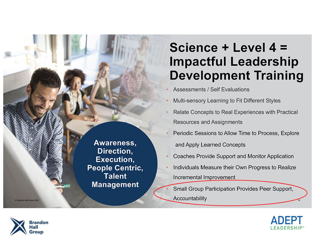 becomeadept's tweet photo. Q&amp;A w/CEO Paul DePalma Q: You say learning cohorts should be limited, what is a good number? A: Small groups of 8 to 16 work best - it's a large enough number for participation, discussion, and engagement needs &amp; small enough to maximize peer accountability. #leadership https://t.co/1ze3OBlBiq