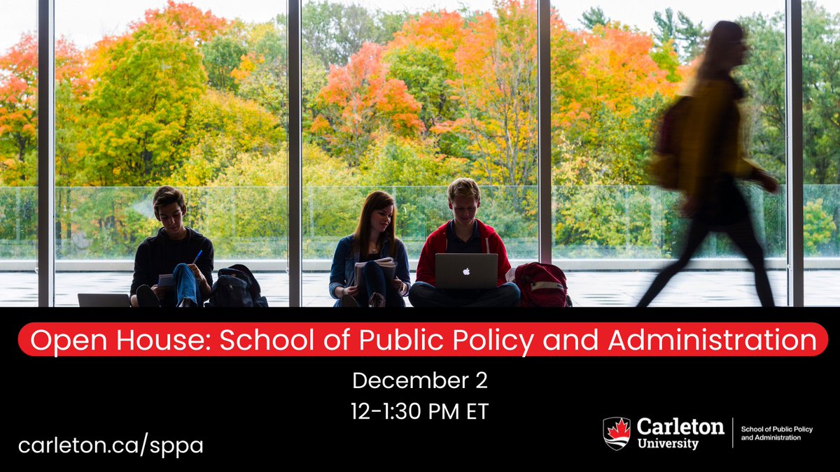 CarletonSPPA's tweet photo. Are you curious about @CUGradStudies? Are you eager to build a network or find a career that makes a difference in the lives of Canadians? On December 2 #SPPAFutureStudents can learn more about the range of programs offered in SPPA. More info here: https://t.co/SbShhPb06g https://t.co/kwzX7blEXn
