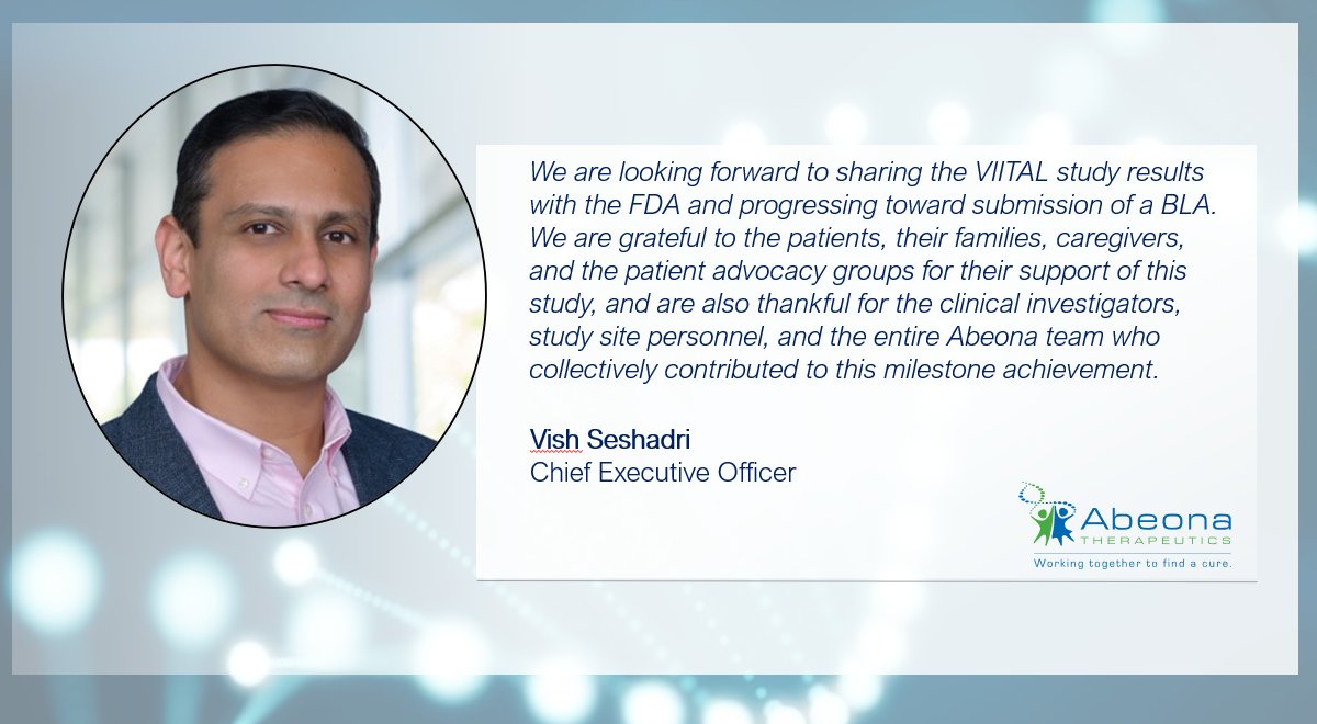 This morning we announced positive topline data from our pivotal Phase 3 VIITAL study of EB-101 for recessive dystrophic epidermolysis bullosa (RDEB).