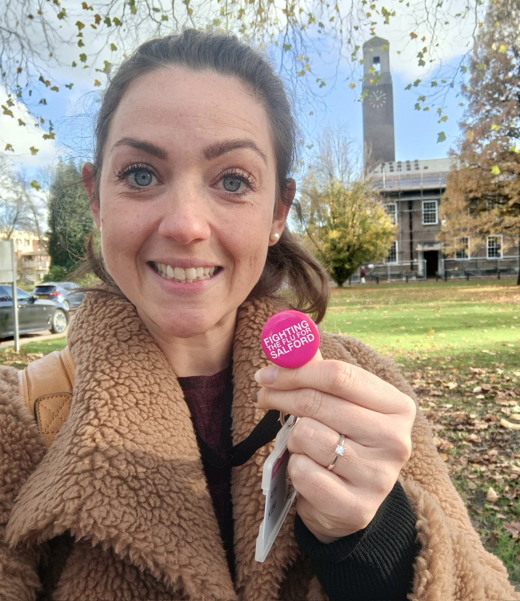Flu jab done, and I even got a little 'Fighting the flu for Salford' badge too! It's so good that <a href="/SalfordCouncil/">Salford City Council</a> offers free flu vaccinations to all employees. #TeamSalford #SpiritOfSalford #Salford #EmployeeWellbeing