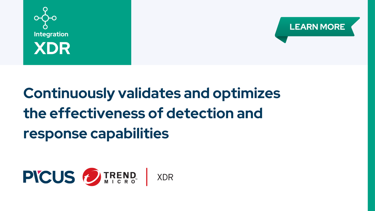 PicusSecurity's tweet photo. 🚀 We’re thrilled to announce that we have expanded our partnership with @TrendMicro
to enable #TrendMicroVisionOne (#TMVO) #XDR customers to continuously validate their threat detection and response capabilities. Read our latest blog to learn more ➡️ https://t.co/kIs6qxOtTD https://t.co/AOLn8hlAw4