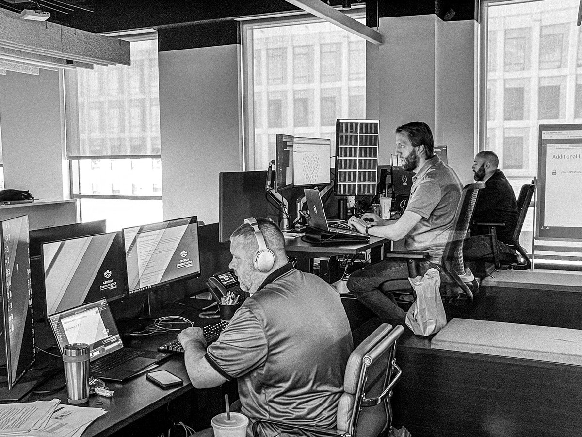 GACyberCenter's tweet photo. Our Cyber Range team is hard at work supporting the @WiCySorg Critical Infrastructure #hackthepower event. The Georgia Cyber Range is providing all systems and network environments being utilized by the over 300 participants! Super awesome! @ChateauLav https://t.co/xKOEBWSLnN